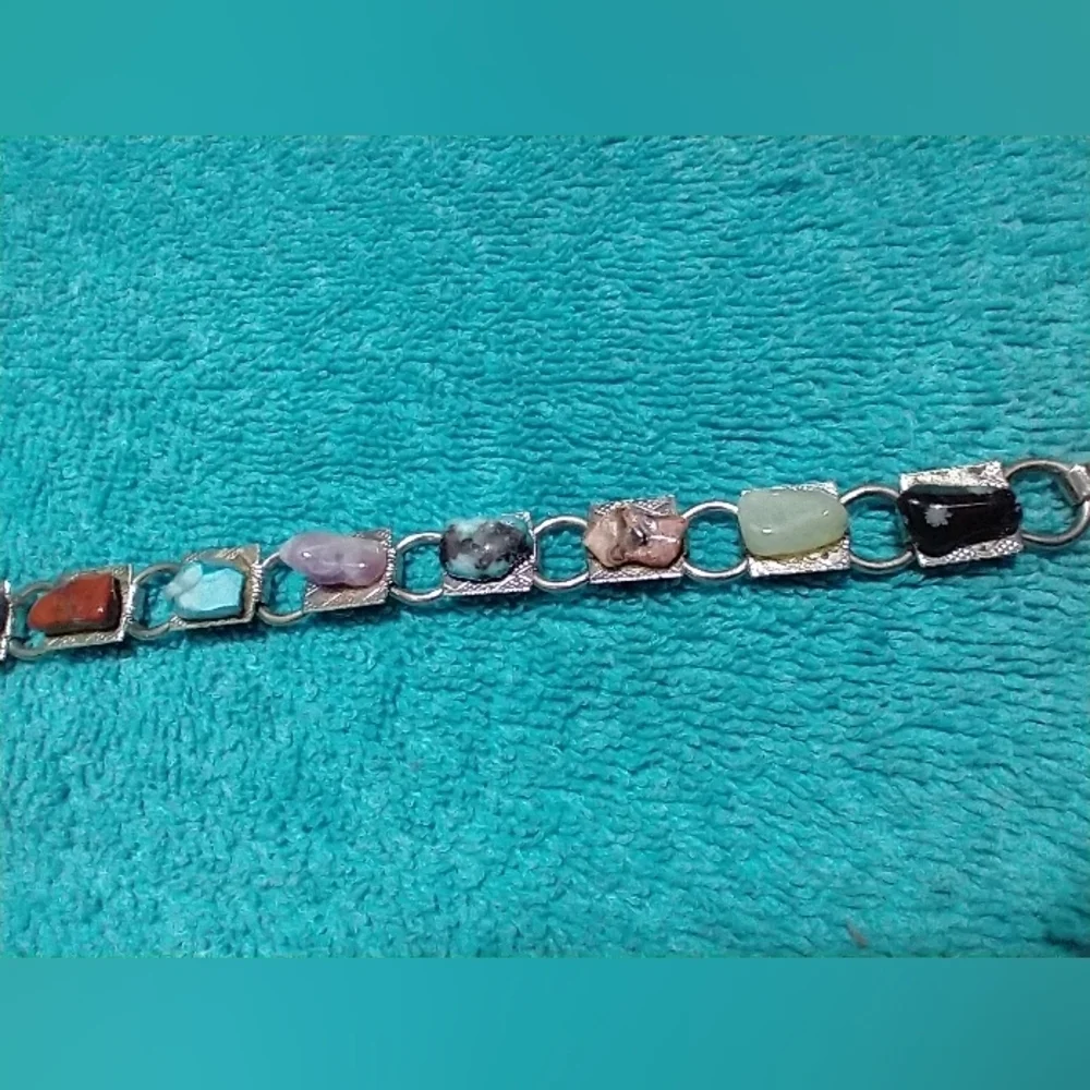 Handmade Multicolor Stone Chain Bracelet Vintage